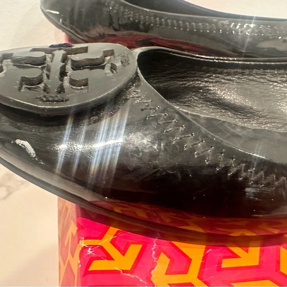 Tory Burch Black Patent Reva Flats Size 6